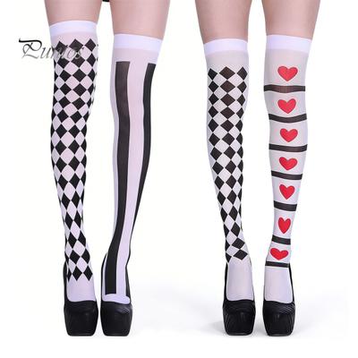 Lustige Halloween-Kostüme 1 Paar Oberschenkelhohe Socken für Damen, Süße Dekorative Themen-Cosplay-Party-Strümpfe, Über-Knie-Teeparty, Festivals Geschenk