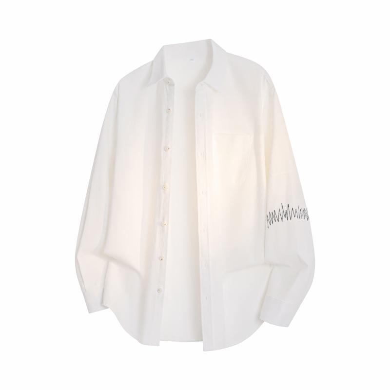 

Autumn Men S Long Sleeve Striped Shirt Men S Simple Loose Casual Shirt Top 3XL белый