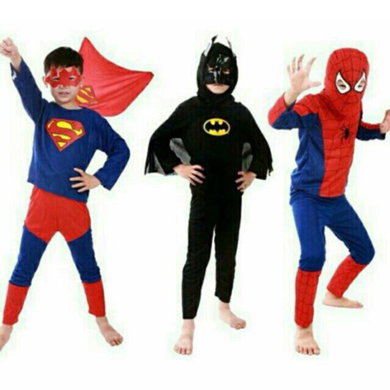 Breathable And Comfortable Kids Halloween Superman Bat Spider Man Cosplay Outfit