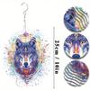 Fox Themed Metal Wind Chime 10 Inch Laser Cut Outdoor Garden Decor with Vibrant Blue Purple Artwork 360 Degree Rotation Hook Indoor