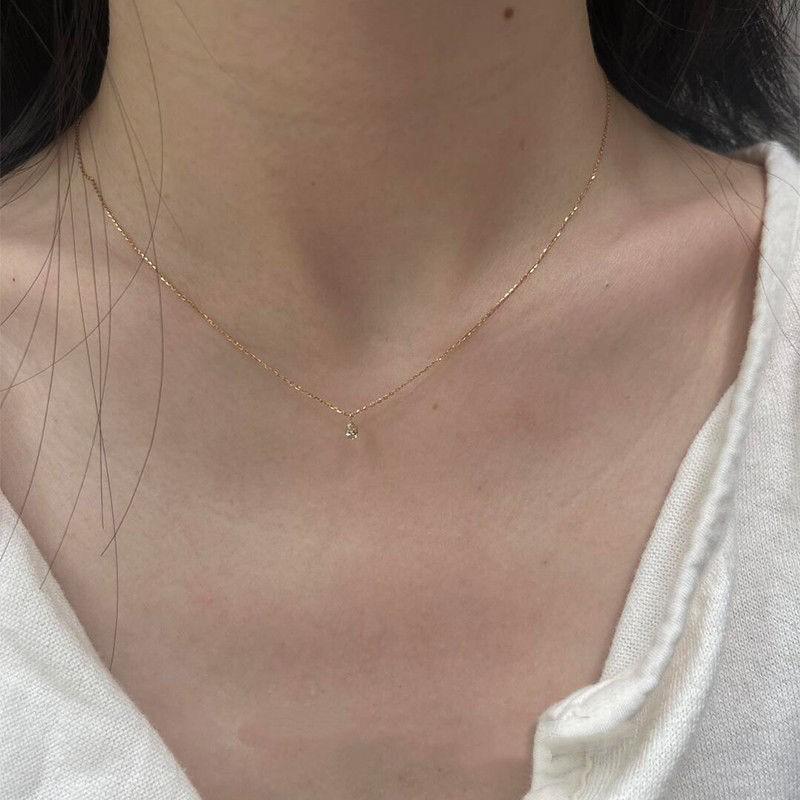European & American Style Ultra-Fine Clavicle Necklace with Simple Bubble Round Ring & Rhinestone Design