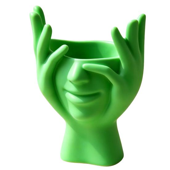 Contemporary Desk Accessory for Friends 3D Printed Face Vase, Face-Holding Pen Holder Art Decor, Creative Makeup Brush Modern Minimalist Home