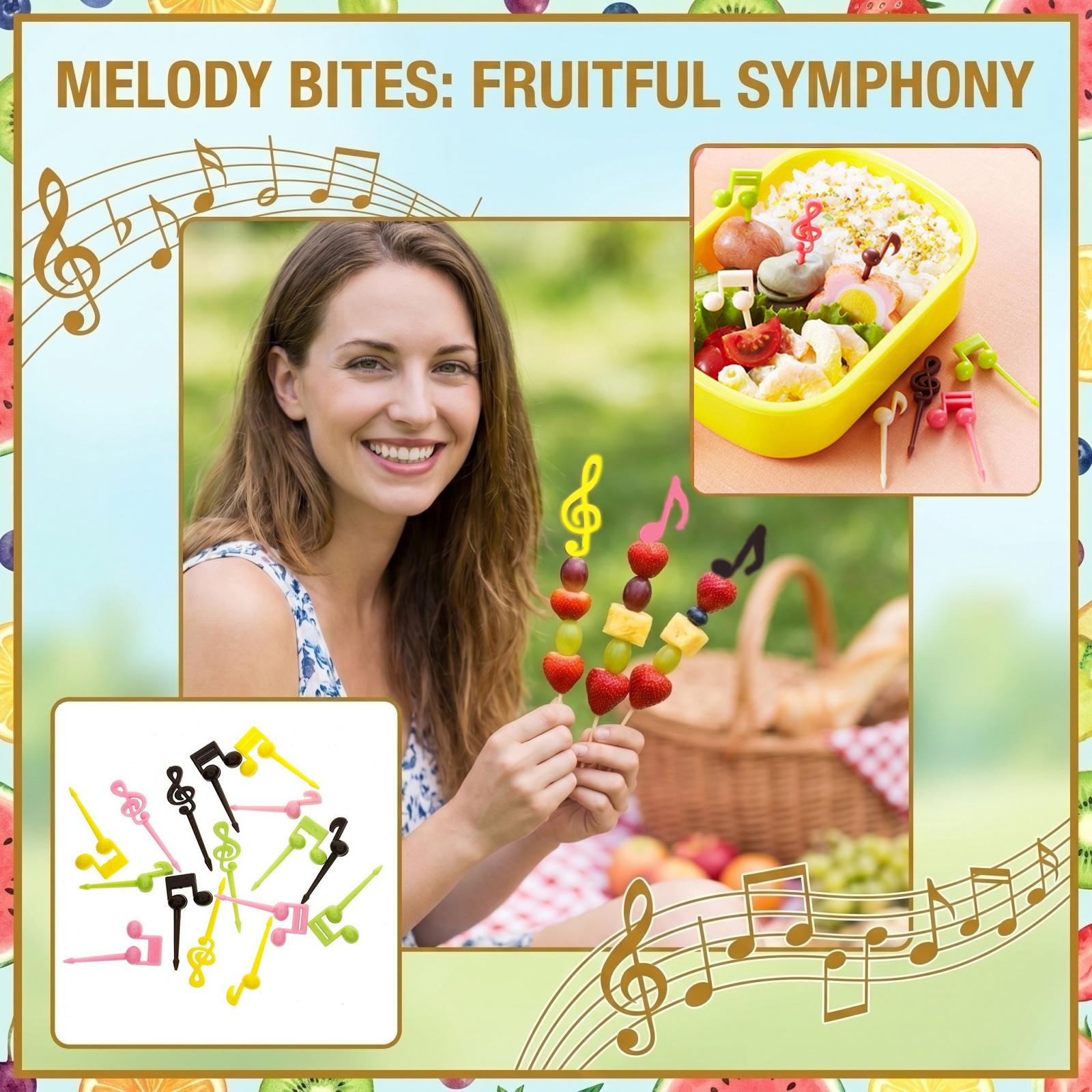 

16PCS Music Note Fruit Picks Plastic Food Sticks for Kids Bento Lunch Decor Party Accessories One Size