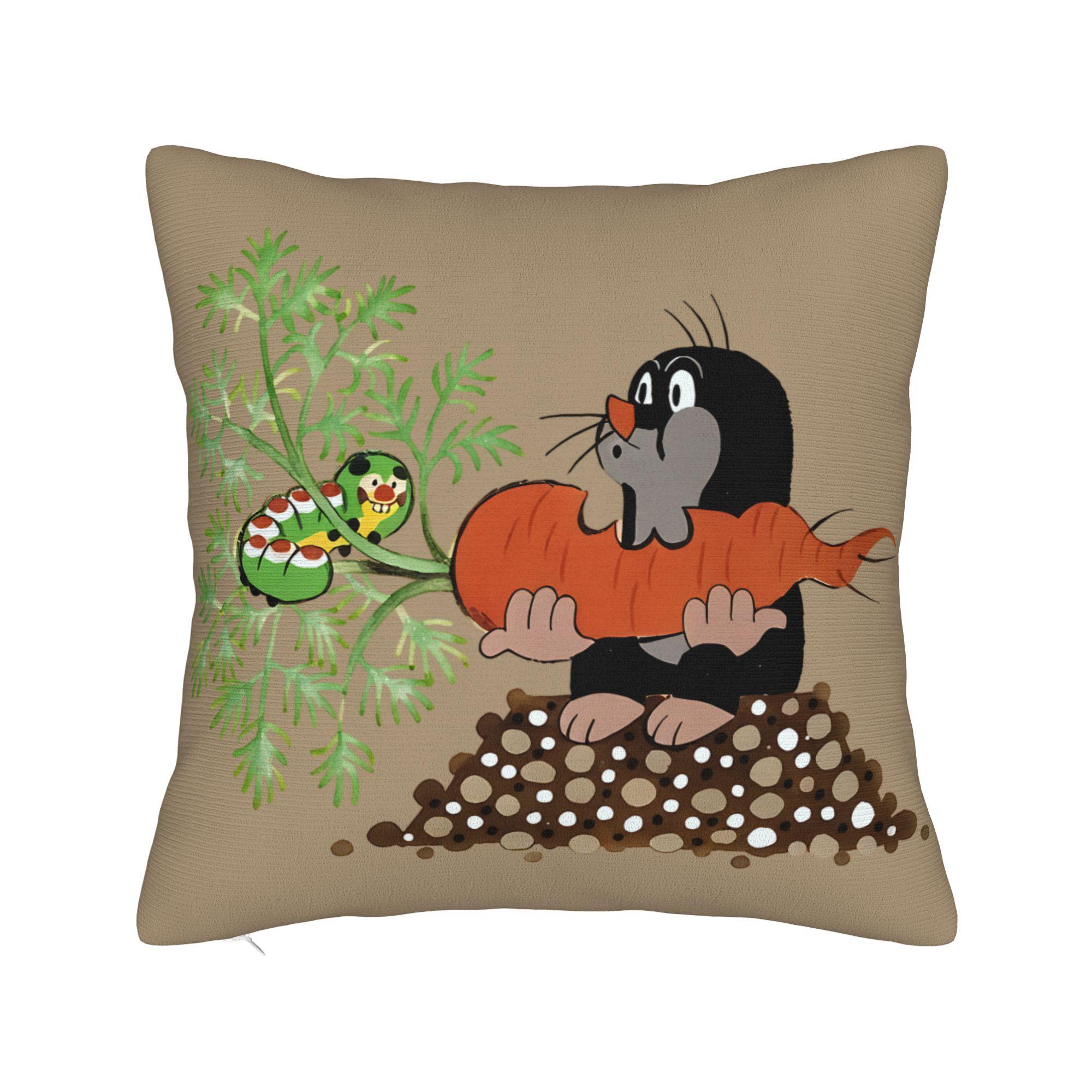 

Printed The Little Mole Krtek Flowers Pillowcase Polyester Cushion Cover Decor Cartoon Pillow Case Cover Home Zippered 40cm x 40cm