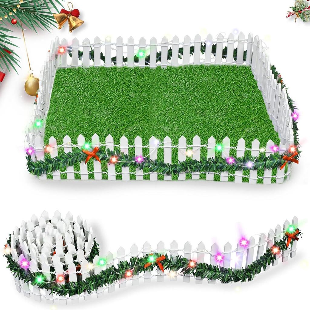 Christmas Tree Fences Garden Fencing Fairy Garden Accessories Wooden Party Decoration With LED Light For Kids Holiday Home Decor