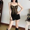 Dámský Korzetový Top s Leopardím Vzorem a Šněrováním, Krátký Kosticemi Vyztužený Bustier s Výřezem na Párty & Streetwear
