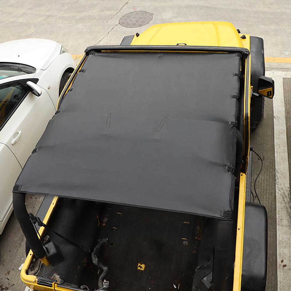 Car Top Roof Cover PU Leather Soft Sunshade For 1997-2006 Jeep Wrangler TJ Black