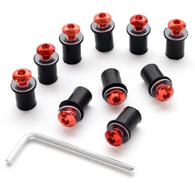 Happy Island Screen Bolt Well Nuts 5mm 6 Colors (10-Pack, Available) (Red)