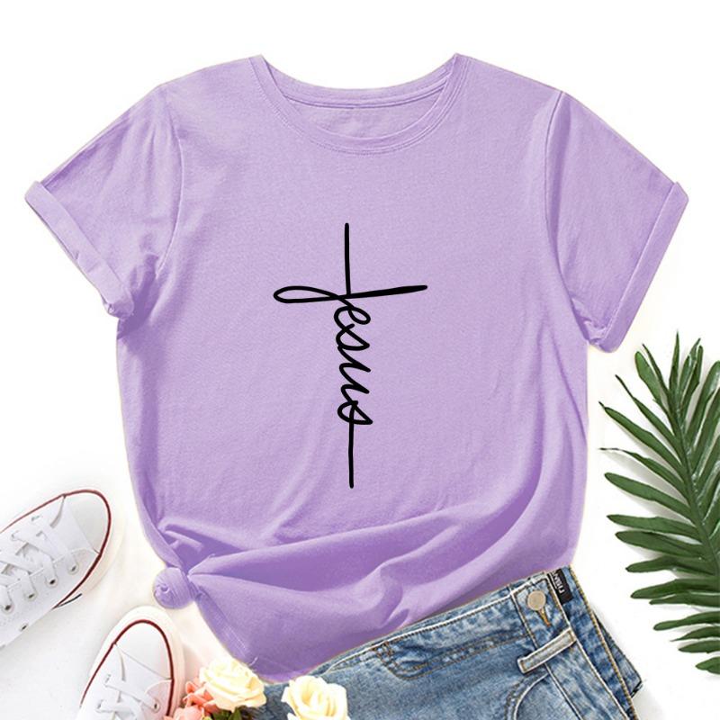 Cotton tees Summer Pure Cotton Women's Printed Loose Round Neck Short Sleeved T-Shirts Women’s