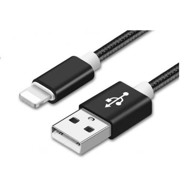 Lot de 10 Cable de charge résistant 1 Mètre chargeur pour iPhone SE 2020 4.7" Couleur Noir - Marque Yuan Yuan