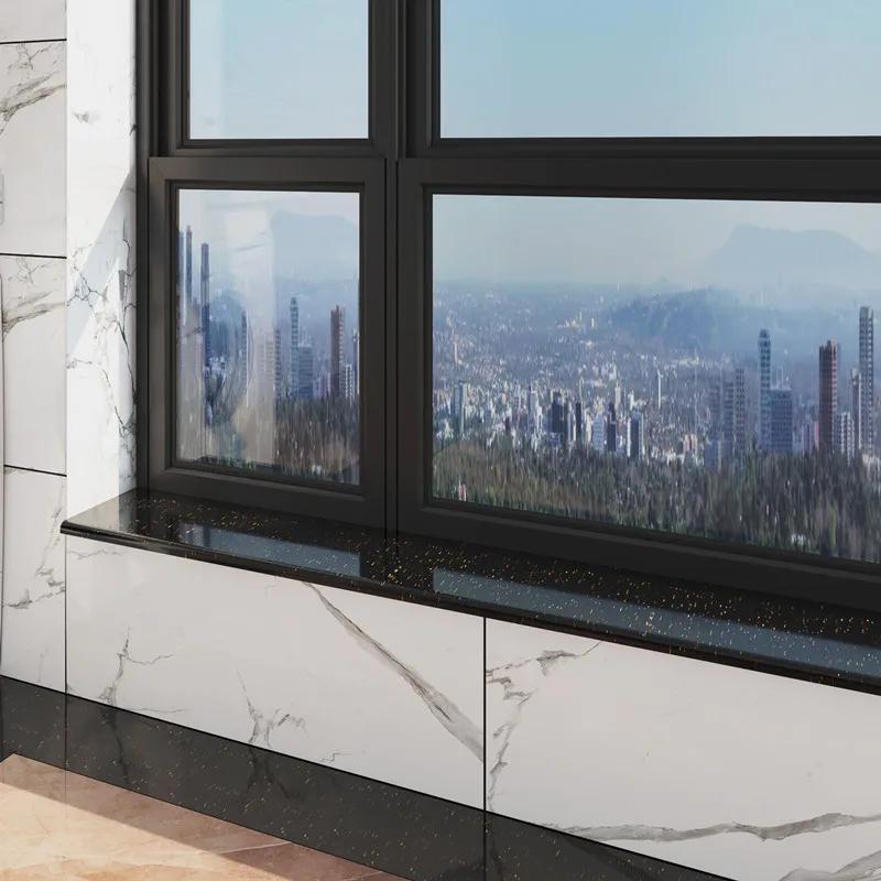 Waterproof Oil-proof  Black Quartz Stone Marble Wallpaper Contact Paper PVC Self Adhesive Bathroom Kitchen Countertop  Decor