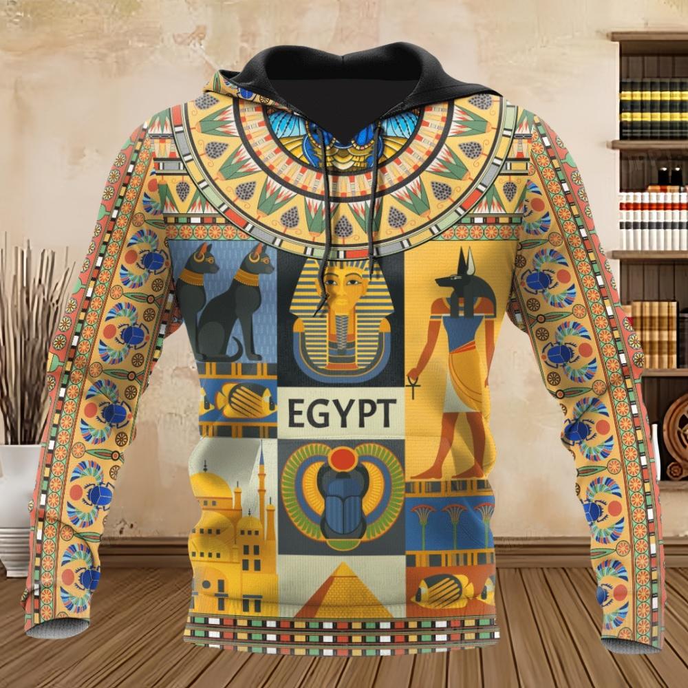 Herren Hoodie Ägypten Anubis Design Hoodies 3D Druck Grafik Tops Herbst Langarm Pullover Streetwear Kapuzenpullover Herren Kleidung