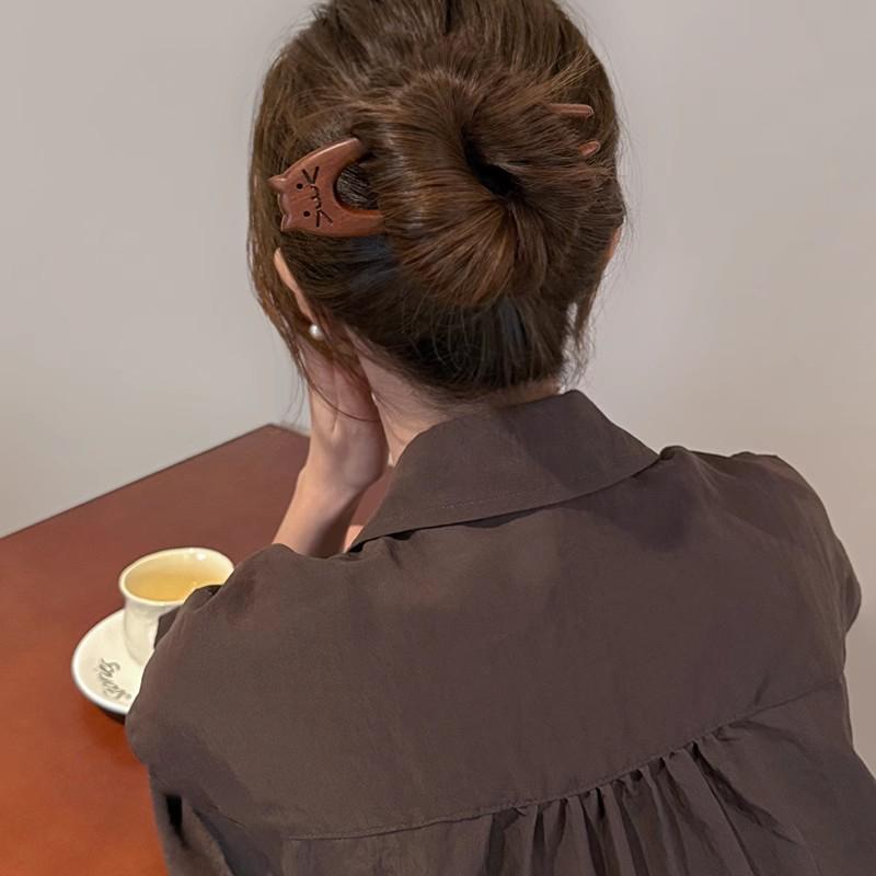 

Дерев яна Дерев яна Шпилька для Волосся U-подібна Вилка для Волосся Кіт Метелик Китайський Стиль Модна Шпилька для Пучків Головний Убір Кролика Аксесуари для Волосся Дівчини