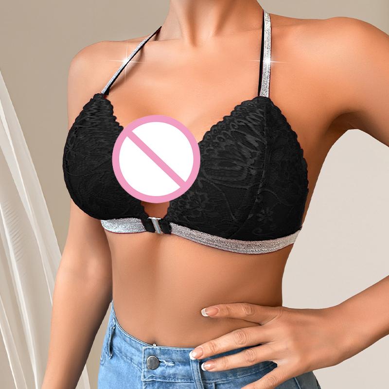 Sexy Backless Women Bras Party Underwear Female Lingerie Breathable Camisole Removable Bra Front Button Women'S Lingerie