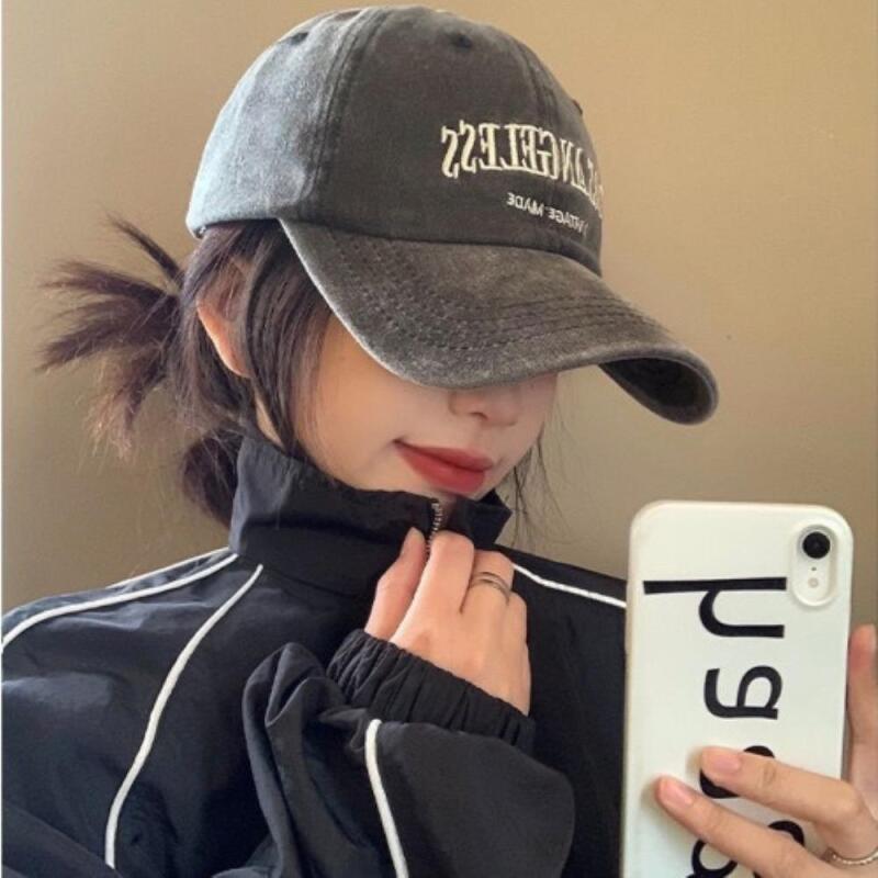 Women s Vintage Lettering Casual Cap 6 Colors C7550_Black