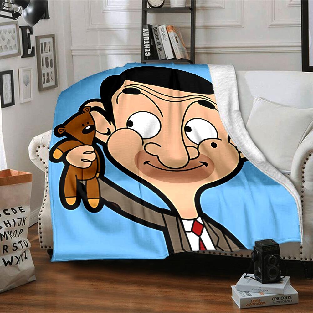 1 Stück Mr Beans Video Adventures Flanelldecke für Super Weichen Niedlichen Komfortdecke für Reisebettwäsche Couch Sofa Decke Y73044