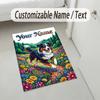 Dog Theme Crystal Velvet Rug Personalized Custom Name Text Soft Floor Mat Home Decor