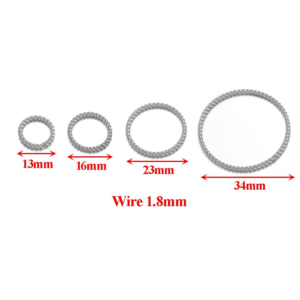 

20pcs Stainless SteelSpiral Round Twisted Big Circles Ear Wire Hoops Pendant Connectors for DIY Jewelry Earrings Making Findings 13mm
