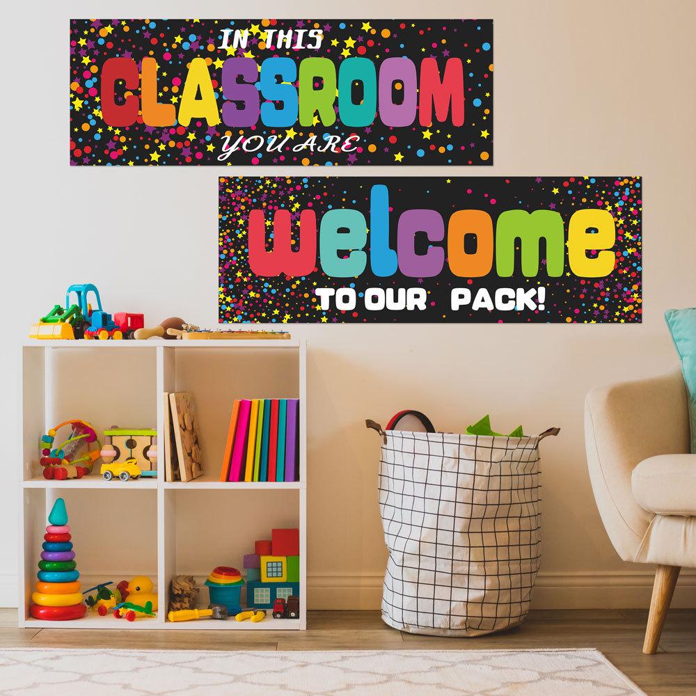 Welcome Back To School Banner Large Fabric Teacher Banner for Back To School Party Office Classroom Decor