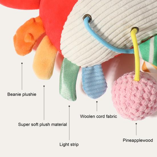 Car Seat Toy Baby Crab Pull Toy Soft Cloth Activity Toy Clip-on