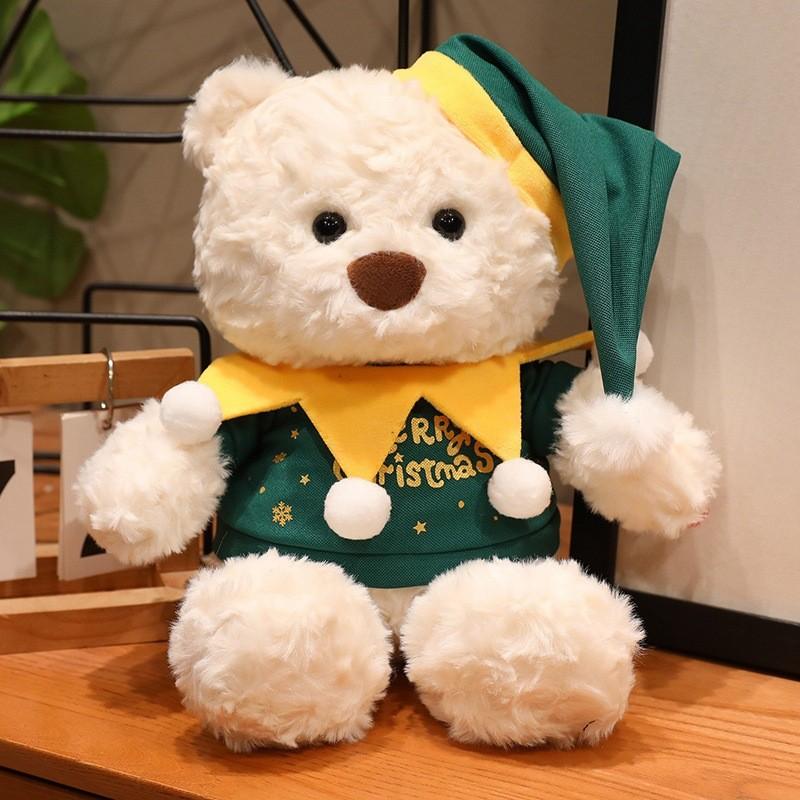 Christmas Teddy Bear Plush Toy With Dress For Holiday Decor Gift For Kids And Adults