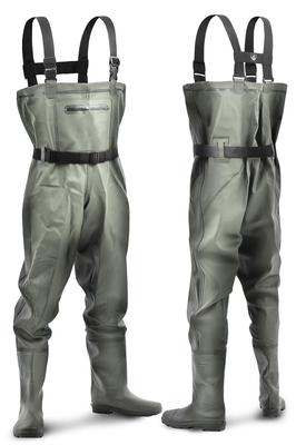 Unizom Chest-High Fishing Waders with Reinforced Knees, Easy On/Off, and Comfortable Movement. Radial Sole, Fully Waterproof, Durable, Sizes 26cm-27cm