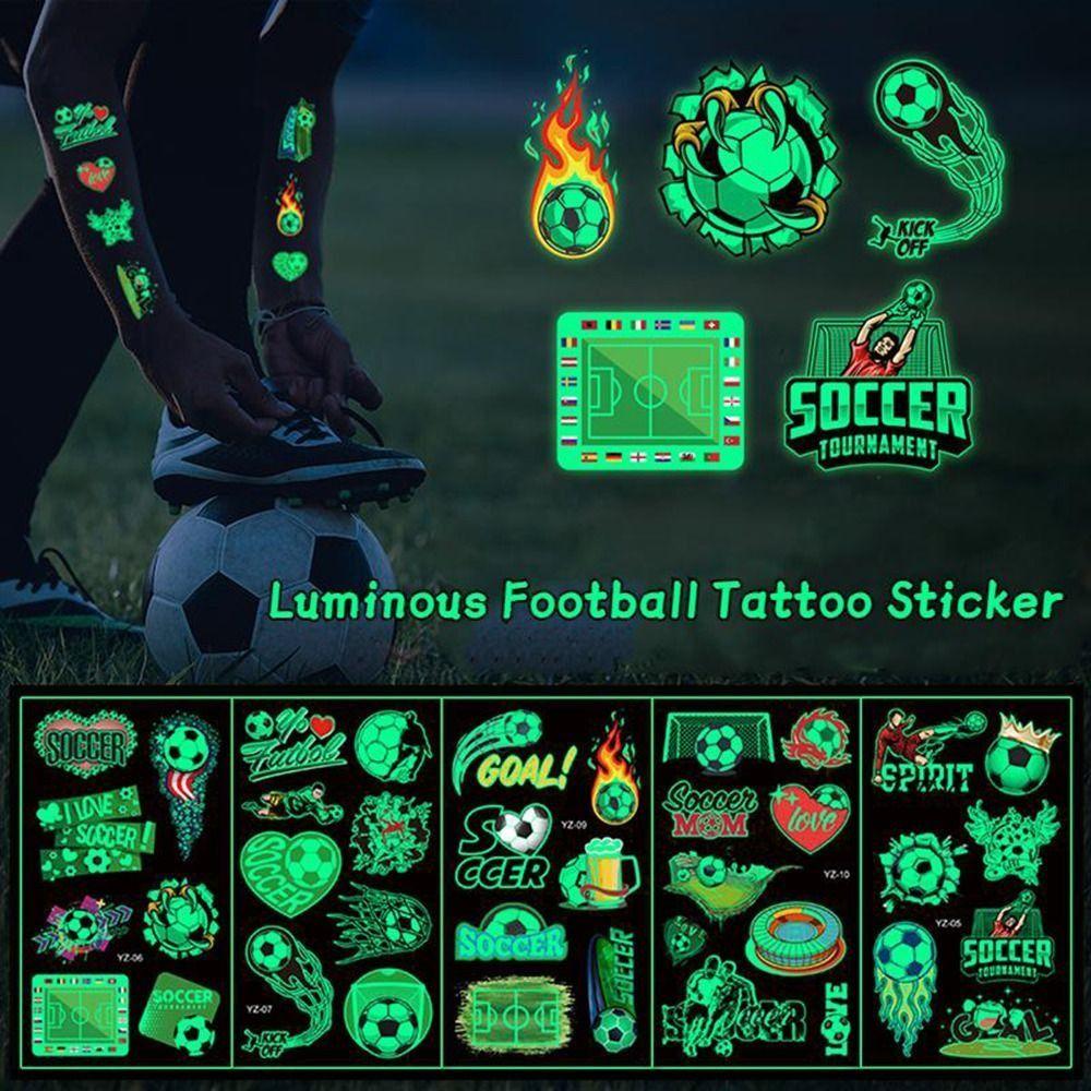 10Pcs/set Glowing Football Fan Tattoo Waterproof Temporary Tattoo Stickers  Women Men