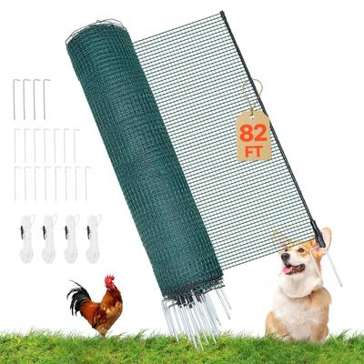 Temporary Fence with Posts, 1.2 X 25m Plastic Mesh Fencing, Garden Safety Fences Netting with Double-Spike Stakes & Guy Ropes