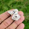 Mothers day Deal Rainbow Moonstone Gemstone Bezel Flower Ring Sterling Silver