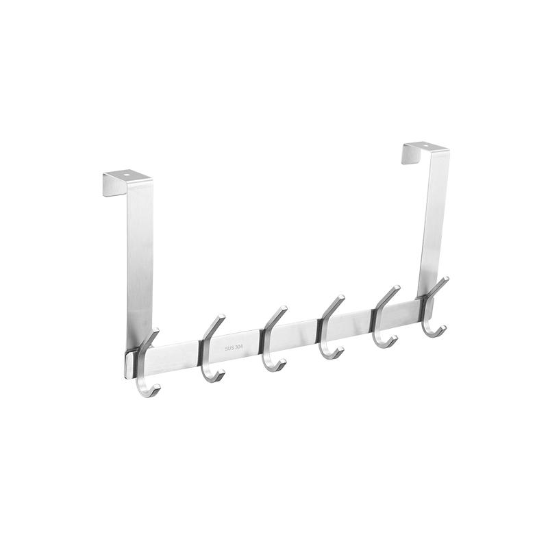 Over the Door Hook Horizontal 6 Hook Rack Hanger Towel and Clothing Hanger Stainless Steel Storage Overdoor Hook