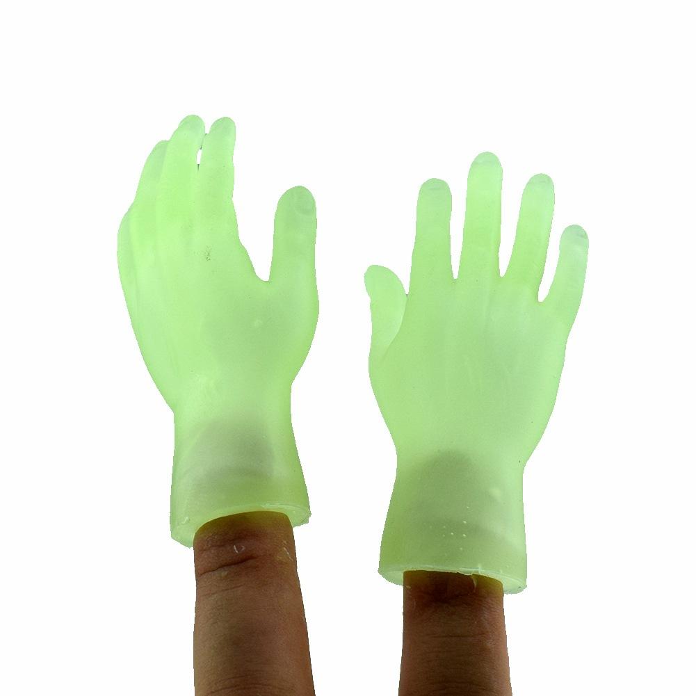 Non-Toxic 2Pcs Luminous Funny Finger Toy Creative Mini Finger Gloves Novelty Children Toys Small Hand Model Halloween Gifts For Adult Kids