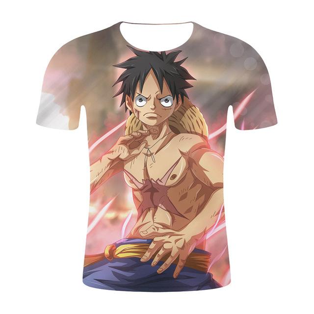 2023 Nové neformální pánské tričko s 3D potiskem Luffy Potisk O Neck Krátký rukáv Léto