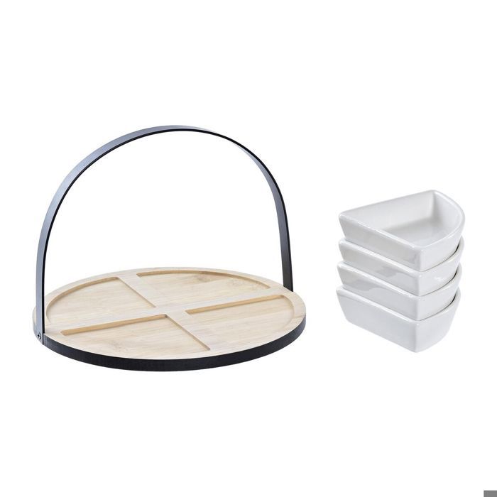 Ensemble À Apéritif - DKD Home Decor - Métal Et Bambou - 21,5 X 21,5 X 14 Cm - Blanc/Noir - Pour Adultes