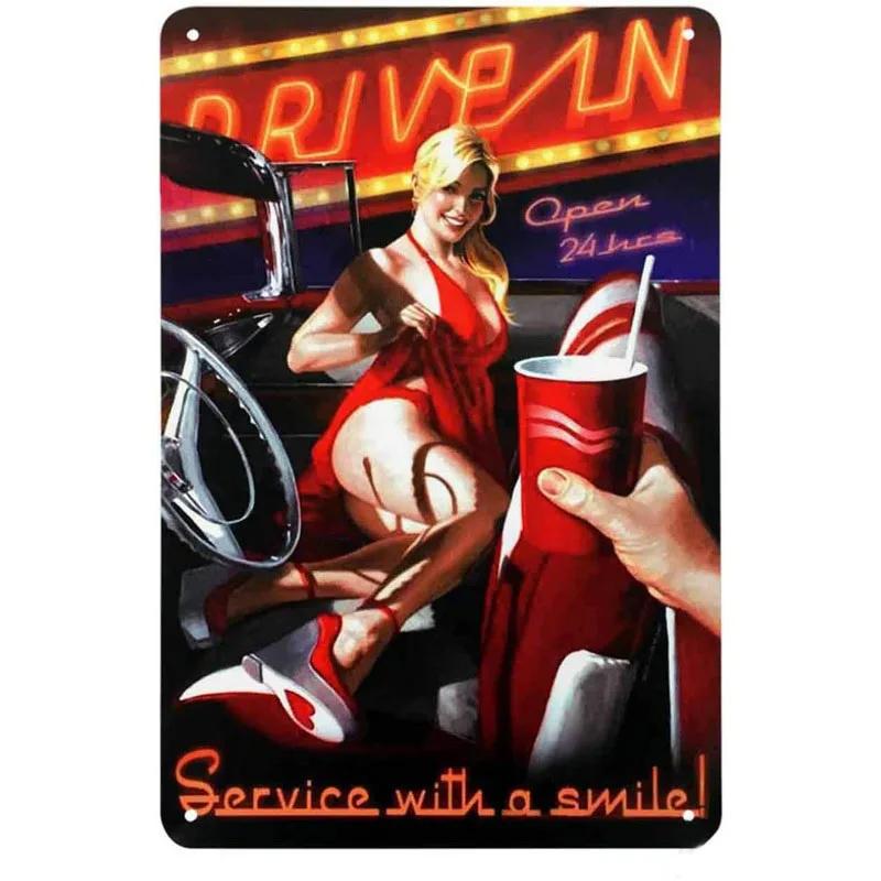 Metal Tin Signs Plaque Pinup Garage Wall Decoration Vintage Iron Painting Art Posters for Man Cave Home Cafe Garage Club Bar