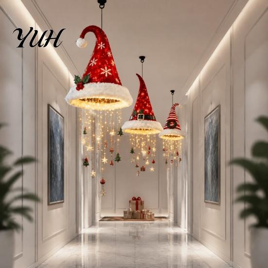 Weihnachtsbaum Hängende Ornamente Weihnachtsmütze Laterne, Leuchtende Weihnachtsmütze Dekoratives Licht mit LED-Lichterkette Feiertagsparty Dekorationen Und Anhänger, Anhänger