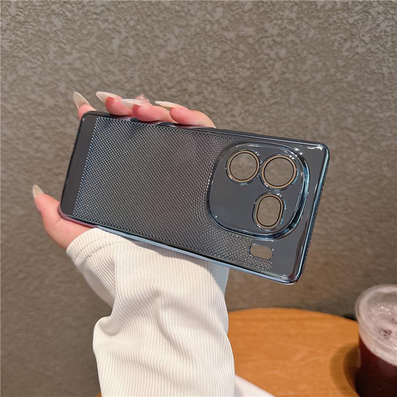Full Cover Plating Grid Heat Dissipation PC Case With Lens Film For Vivo iQOO 12 Pro Back Shell Protector