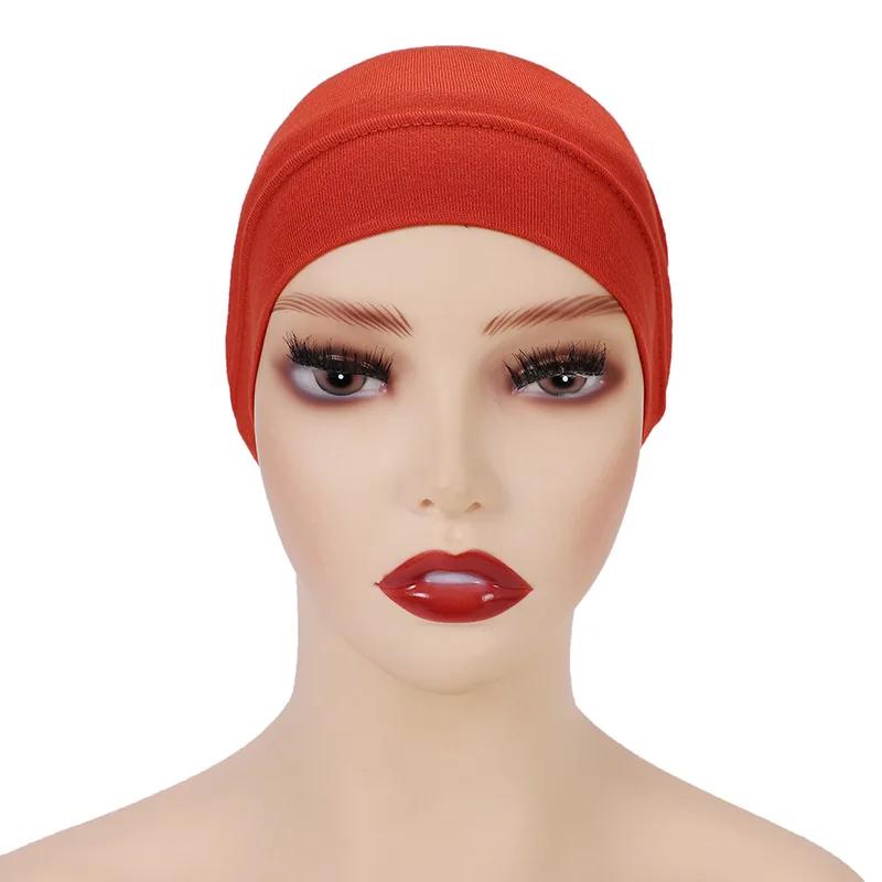 Weiß Beige Rot Grau Damen Innen Hijab Kappe Muslimischer Turban Islamische Unterkappe Weibliches Stirnband Turbante Mujer