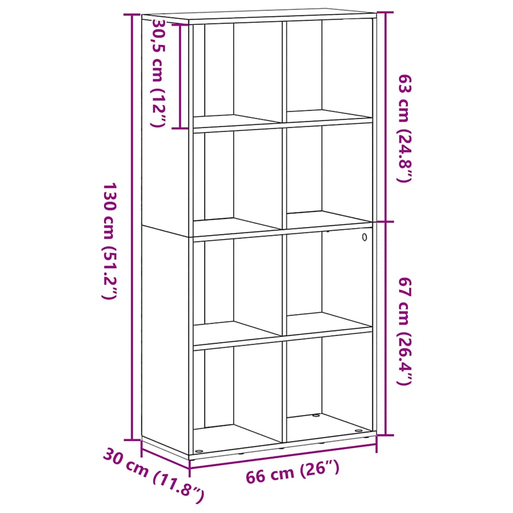 Bookshelf Black Oak Effect 66 x 30 x 130 cm Engineered Wood