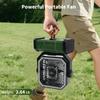 20000mAh Camping Fan Battery Powered Fan LED Lights 4-speed Adjustable Office Fan Portable Outdoor Tent Hook Fan Construction
