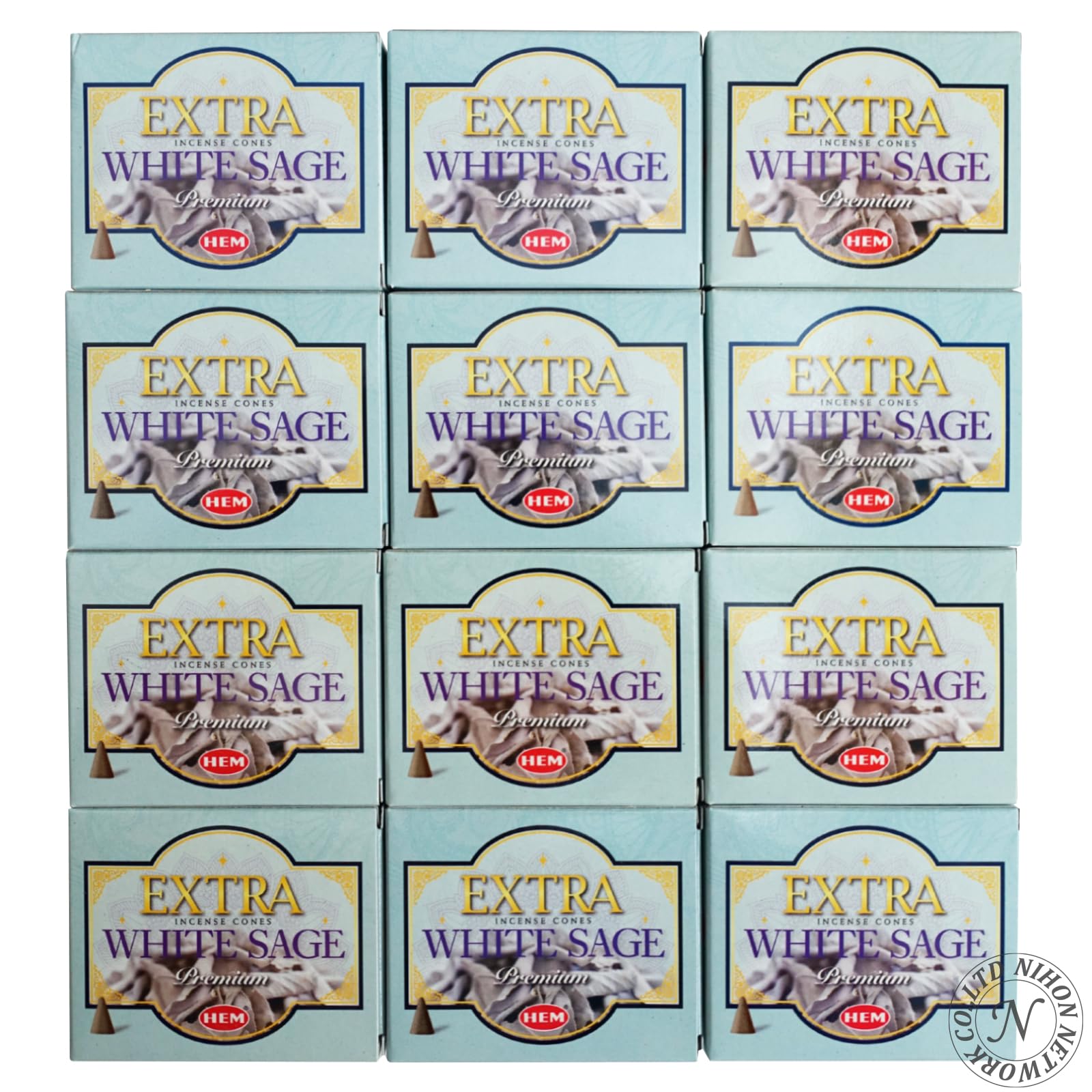 Japan Network HEM Corn Incense Extra White Cone Set of 12 Sage, Type, белый
