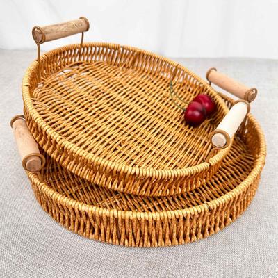 Imitation Rattan Woven Tray Fruit Basket Bread Basket Storage Basket Tray