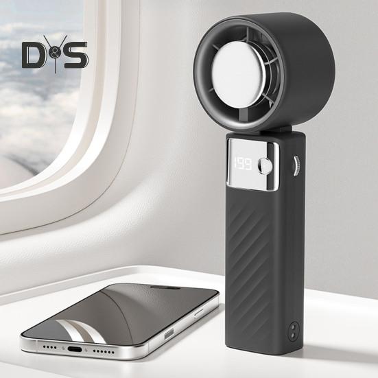 Handheld Cooling Fan with Digital Display Strong Airflow 1-199 Speed Low Noise Battery-Powered Portable Personal Fan