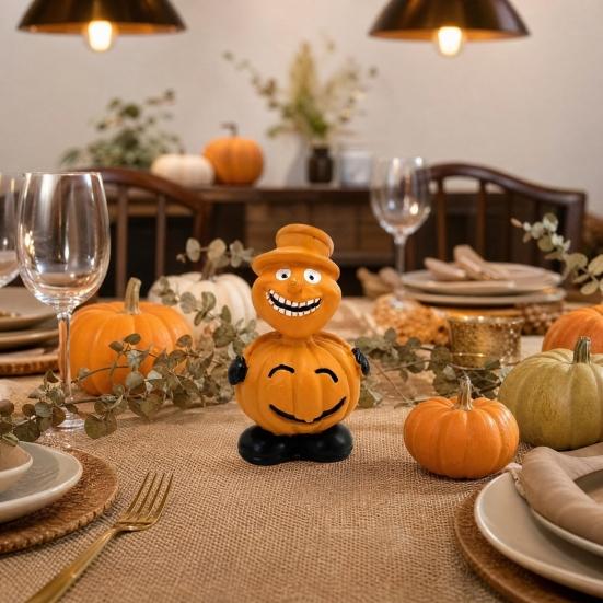 Hand-painted Pumpkin Figures Halloween Figure Ornaments, Hand-Painted Resin Decorations with Unique Cute Figurines Expressions, Figurine for