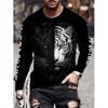women o neck long sleeve 3d print t shirt