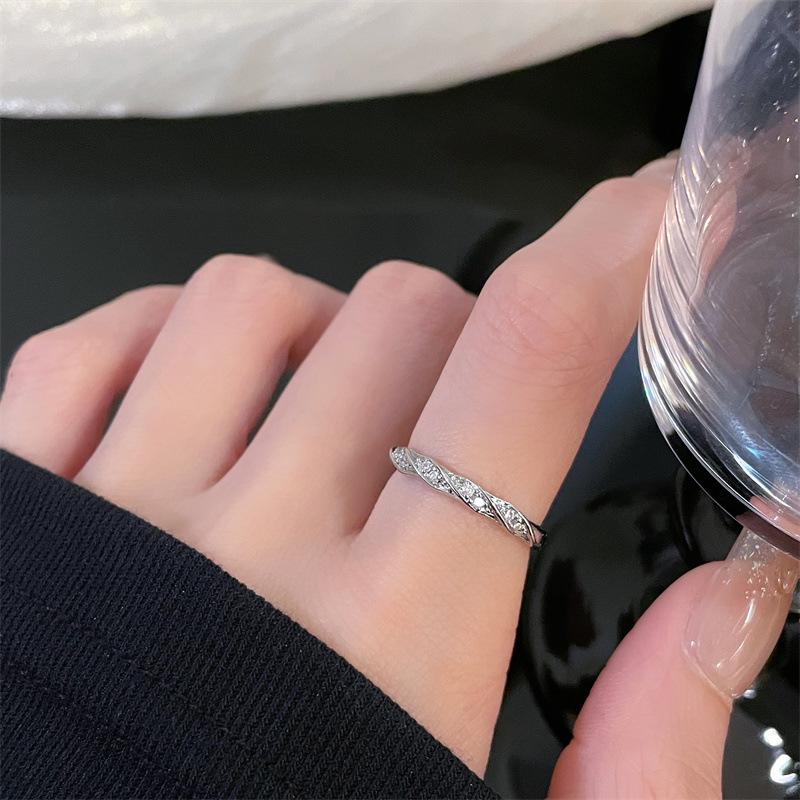 Simple And Fashionable Flower Opening Ring Dripping Oil Personality Full Diamond Stacking Wearing Combination Niche Design Ring Woman