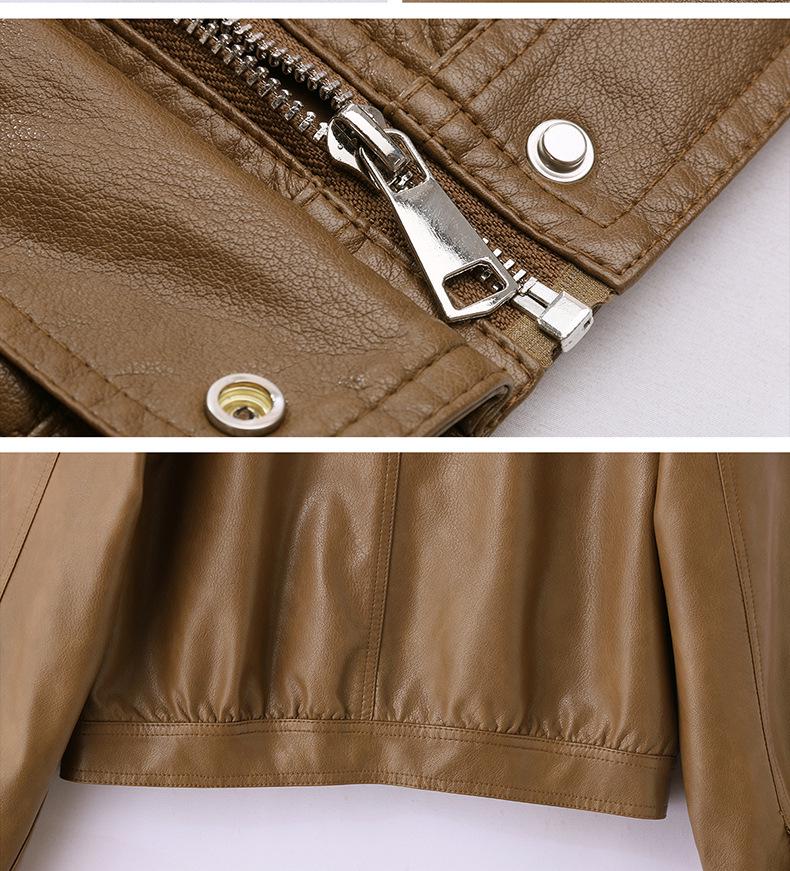 Women's Petite Short PU Leather Jacket - 2025 Spring Fashion Versatile Casual Coat (Model XG9971)