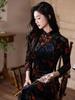 2025 New Velvet Retro Cheongsam: Long-Sleeved, Young Style, Improved Chinese Design