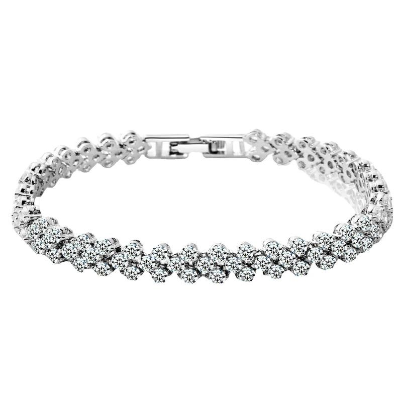 

Women s Rose Gold Plated Heart Tennis Bracelet Sparkling Cubic Zirconia Link Chain Fashion Delicate Jewelry for Women Daily Wear Party Gift