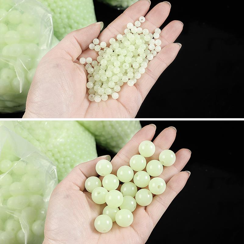 100pz Perline Luminose Fagioli Spaziali da Pesca 4mm 5mm 6mm 100pz/sacchetto Gomma Esche Luce Incandescente Palline Galleggianti Per Attrezzatura da Pesca Outdoor