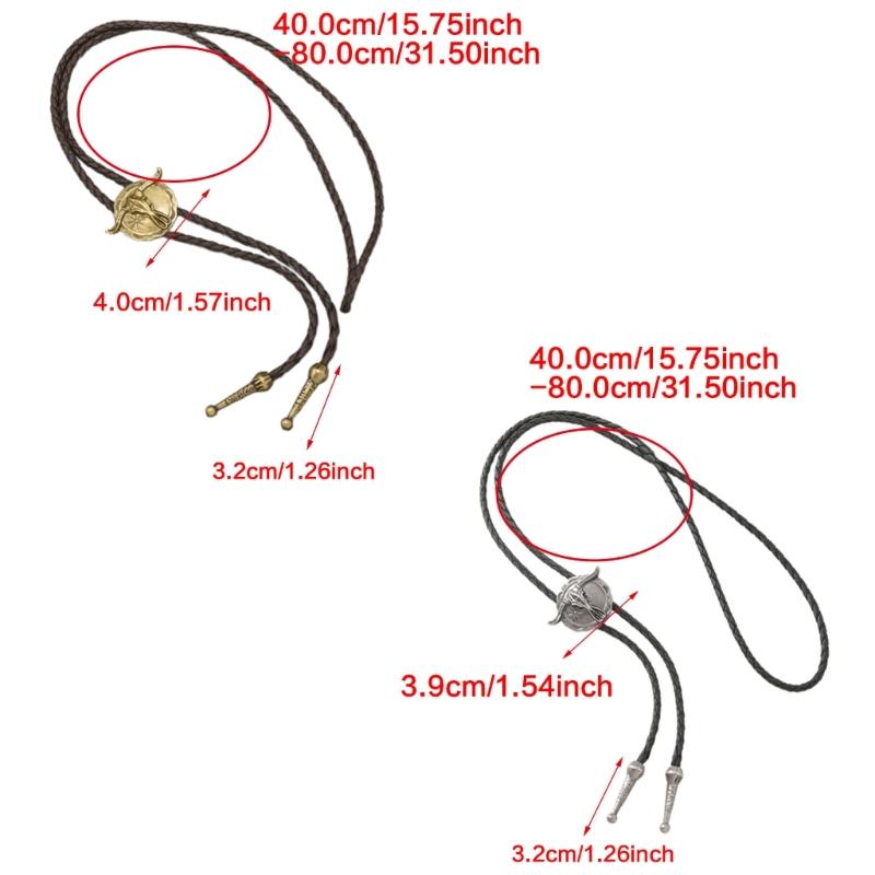 Vintage Western Cowboy Alloy Bullhead Bolo Tie Necklace Adjustable PU Cord Necklace For Men And Women